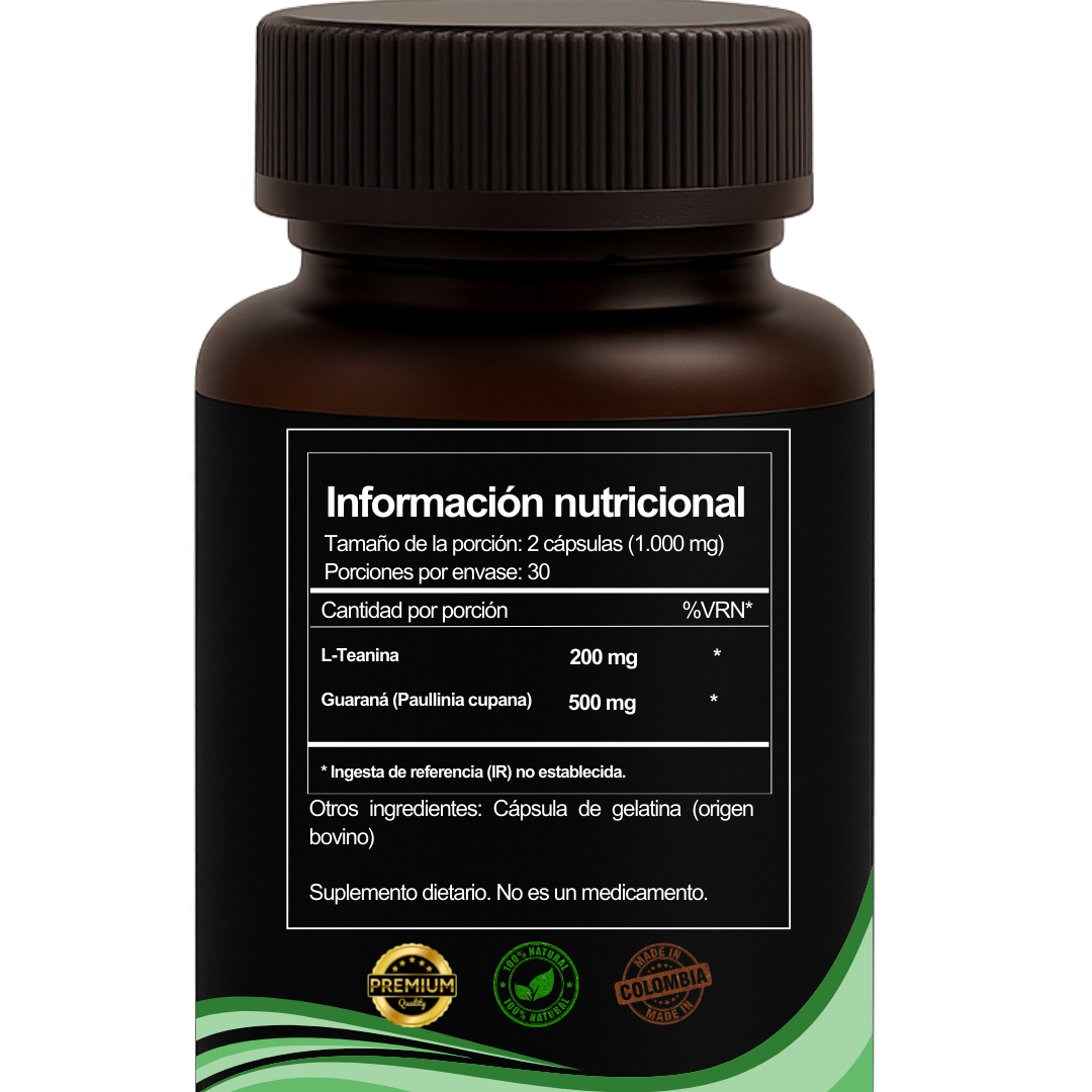 L-Teanina + Guaraná | Cafeína Natural para Enfoque y Energía Estable