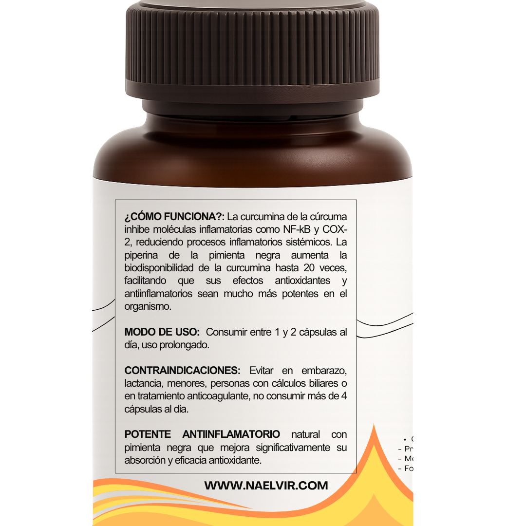Cúrcuma + Pimienta Negra 1100 mg | Apoyo articular y bienestar diario