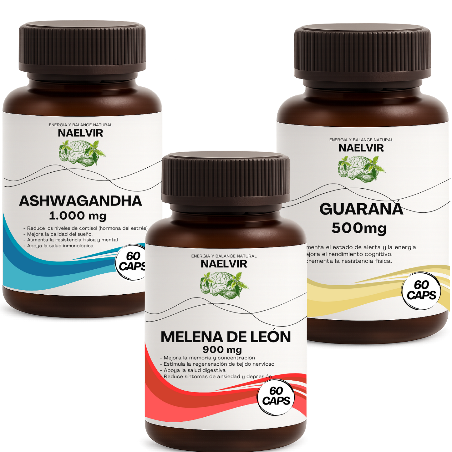Pack Vitalidad (Ashwagandha + Melena + Guaraná)