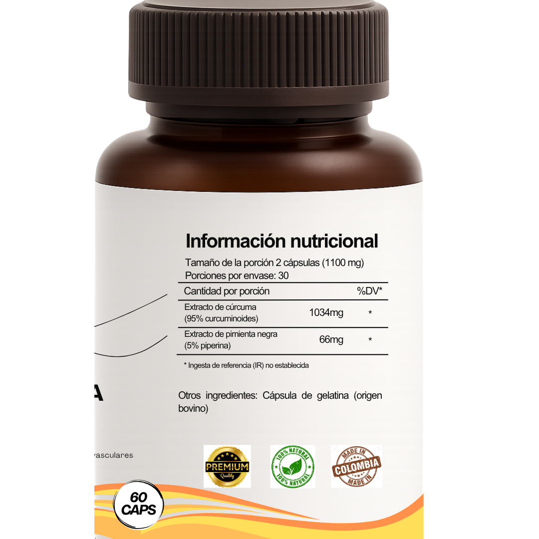 Cúrcuma + Pimienta Negra 1100 mg | Apoyo articular y bienestar diario