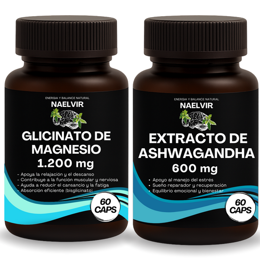 Pack Calma & Sueño: Ashwagandha (extracto concentrado 10:1) + Magnesio Glicinato
