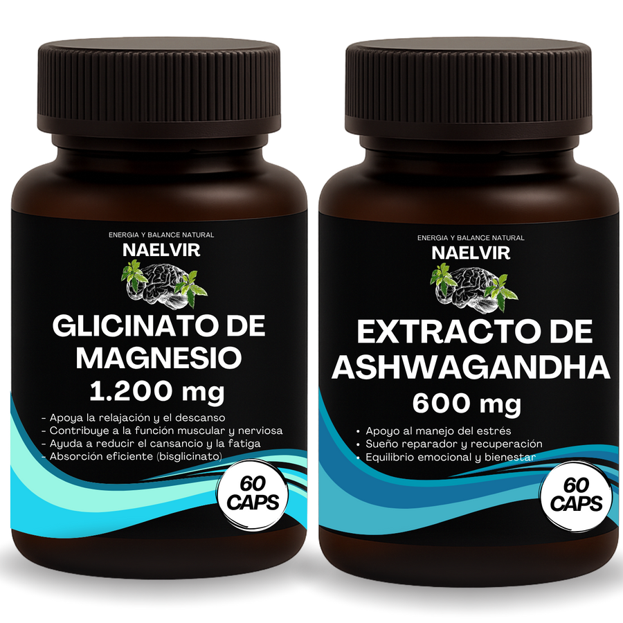 Pack Calma & Sueño: Ashwagandha (extracto concentrado 10:1) + Magnesio Glicinato