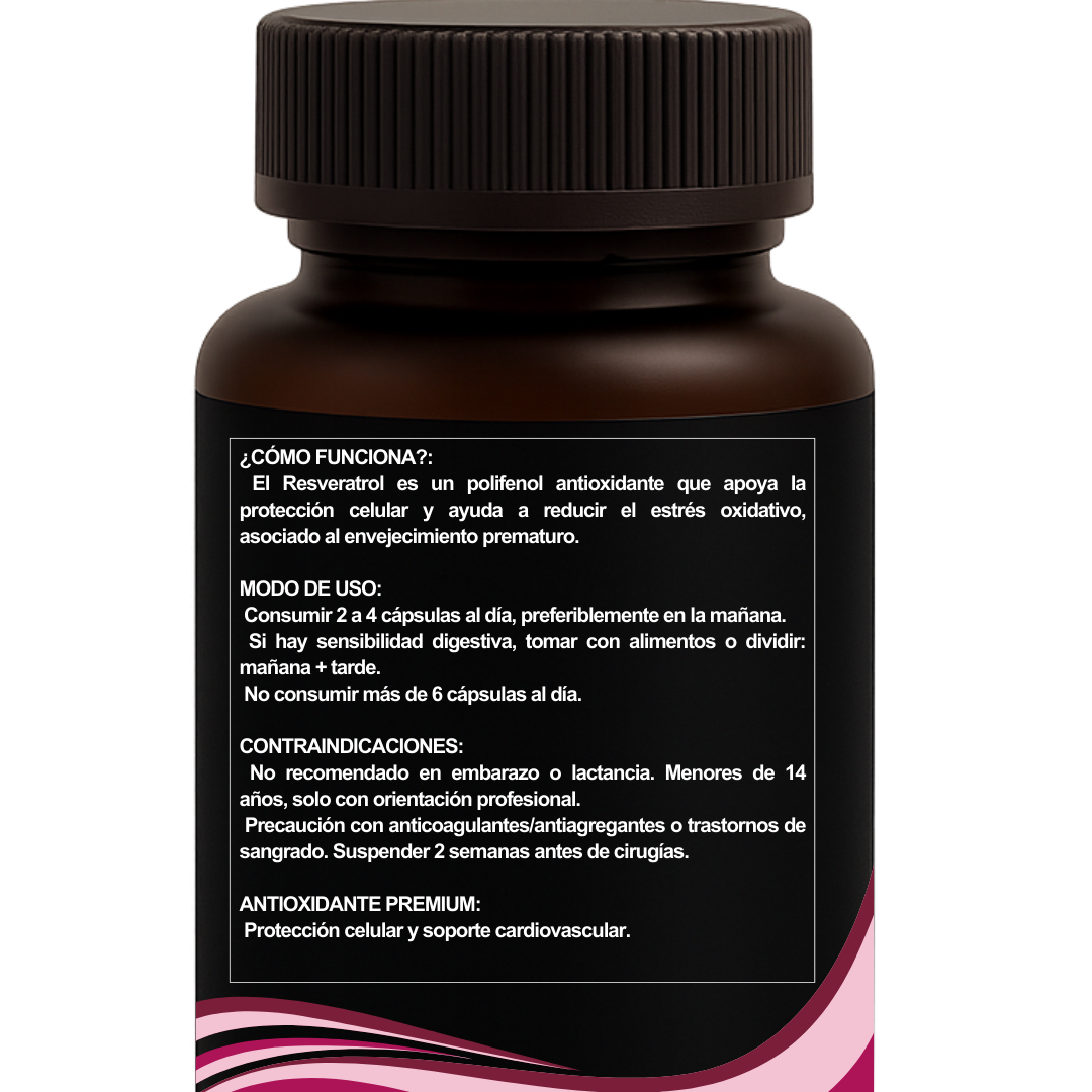 Resveratrol 1000 mg – Longevidad y Piel