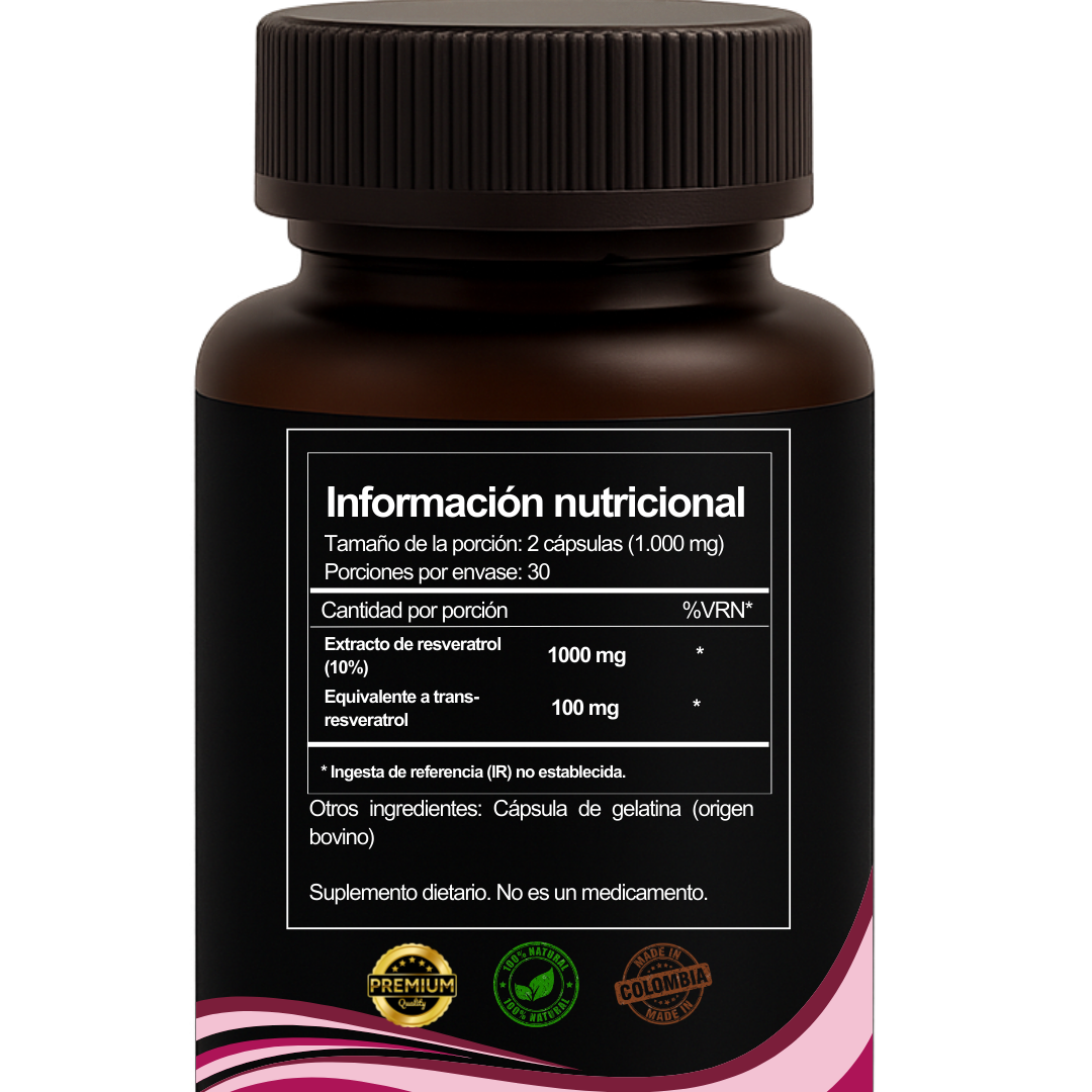 Resveratrol 1000 mg – Longevidad y Piel