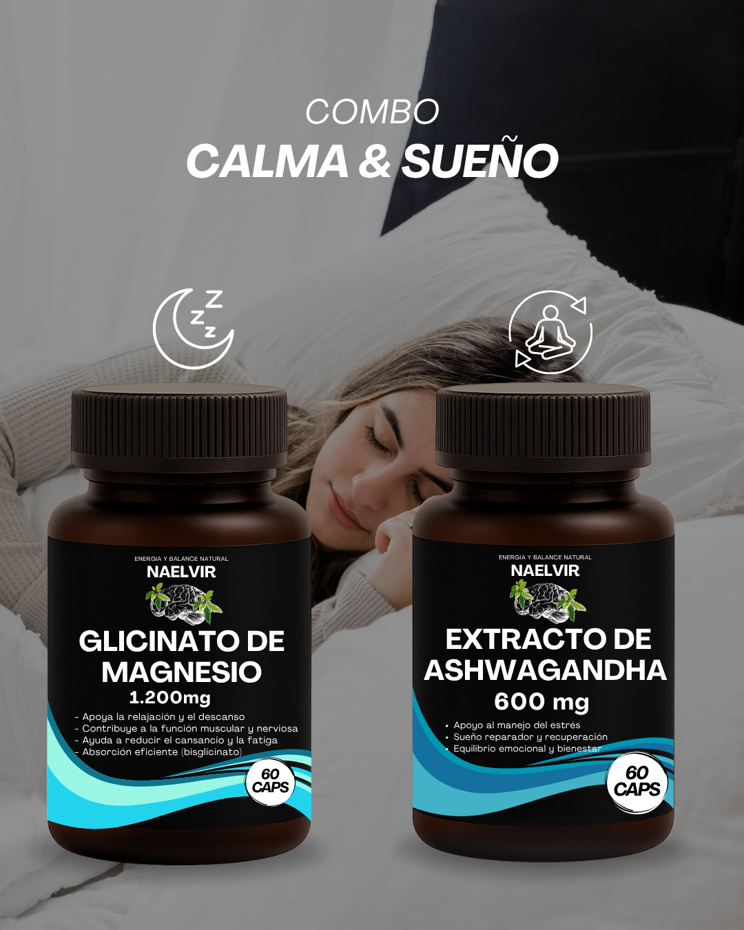 Pack Calma & Sueño: Ashwagandha (extracto concentrado 10:1) + Magnesio Glicinato